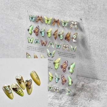 3D тонкая и прочная наклейка для ногтей Популярное Японское винтажное украшение для ногтей с красочной бабочкой на обратной стороне