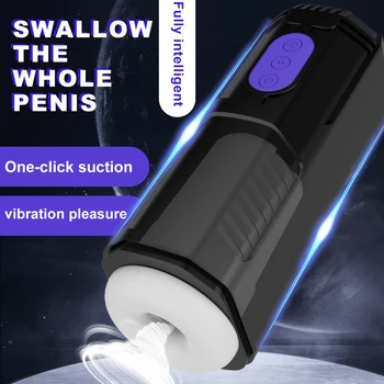 Автоматический режим толкания и вибрации чаши мужского мастурбатора для стимуляции пениса, электрический мужской поглаживатель, карманные секс-игрушки для киски