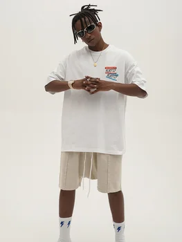 Унисекс, 100% хлопок, модная футболка с рисунком алфавита в стиле хип-хоп, круглый вырез, Дышащая Свободная футболка с коротким рукавом