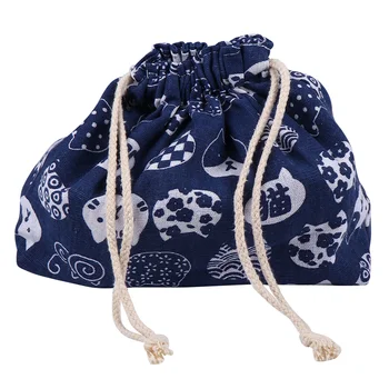 Японская сумка-ланч-бокс на шнурке для детских дорожных принадлежностей, сумки для хранения хлопчатобумажных льняных продуктов, милая сумка-тоут
