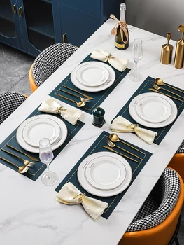 Роскошная керамическая посуда в западном стиле, полный набор ножей для стейка и вилок, набор тарелок для домашнего обихода в европейском стиле