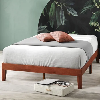 Каркас кровати на деревянной платформе 12 дюймов, вишневый, полный