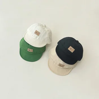 Южная Корея Новая Детская шляпа с мягкими полями, весна-осень, Кожаная кепка для мальчиков, Солнцезащитные шляпы для девочек, Регулируемые бейсболки для малышей