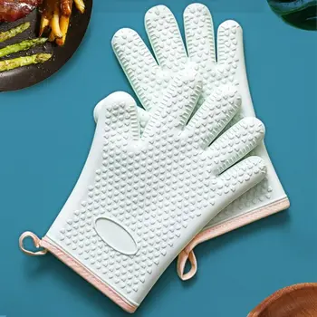 Устойчивые нескользящие инструменты для выпечки, Силиконовый держатель для прихватки для барбекю, перчатки для духовки, перчатки для микроволновой печи, изоляционные перчатки