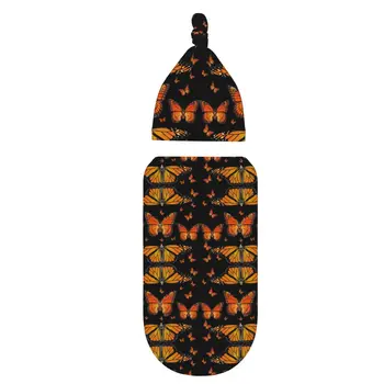 Кучи оранжевых бабочек-монархов, детское пеленальное одеяло для новорожденного, одеяло для приема пеленания