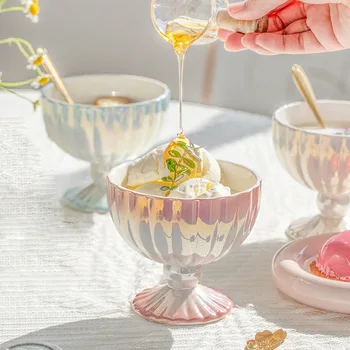 Керамическая чашка для мороженого в Скандинавском стиле, Креативный Жемчужный Кубок, Ресторанная Миска для фруктовых десертов, Чашка