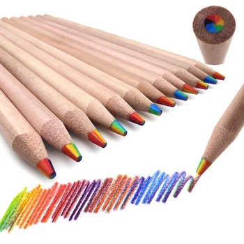 Разноцветные карандаши 7 в 1 Цветной карандаш Деревянные Цветные карандаши Радужные карандаши