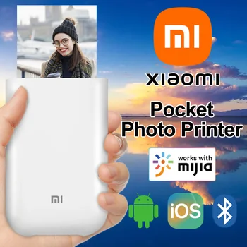 Оригинальный НОВЫЙ портативный мини-карманный принтер Xiaomi Mijia для цветной печати фотографий с разрешением 300 точек на дюйм, самоклеящийся ЦИНК, Беспроводной Bluetooth, AR-видео