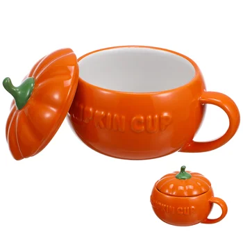 Кофейные кружки из 2 предметов, крышка, чашка из тыквы, керамическая посуда, Креативная молочная керамика на Хэллоуин