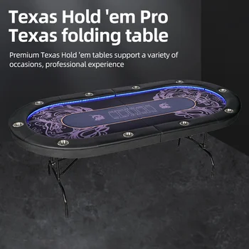 Стол для техасского покера 213 * 106 см, ножки стола складные, со светодиодной подсветкой, казино Texas Baccarat Цена со скидкой