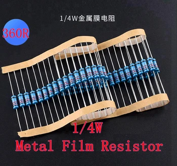 (100шт) 360R ом 1/4 Вт Металлический Пленочный Резистор 360R Ом 0,25 Вт 1% ROHS