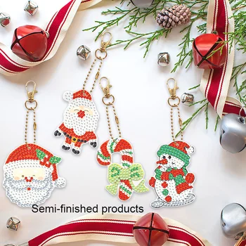 Рождественские брелки с бриллиантовой росписью своими руками, милый Санта Клаус, снеговик, самоклеящиеся украшения из горного хрусталя, подвесные украшения