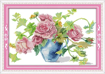 Joy Sunday Набор Для Вышивания Крестиком С Предварительной печатью Easy Pattern Aida Набор Для Вышивания Из Тисненой Ткани-Blossom Roses