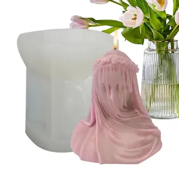 Форма для свечи для тела Девушка с вуалью, Силиконовая форма из эпоксидной смолы, Антипригарная форма для невесты, форма из смолы для эстетического декора стола своими руками, мыло
