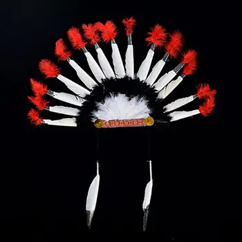 Реквизит для косплея, головной убор в стиле индейского вождя, перо, реквизит для карнавала в День Благодарения