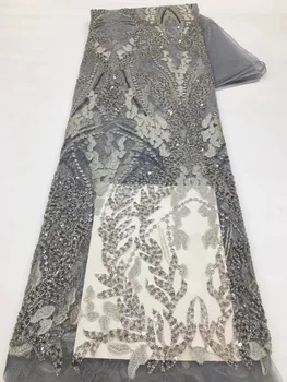 2023 Высококачественная Африканская кружевная ткань с пайетками, Французская сетчатая вышивка, тюлевая кружевная ткань для Нигерийской свадьбы AXX5599