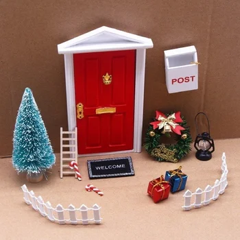 Набор рождественских украшений для двери мини-домового эльфа Миниатюрная сцена