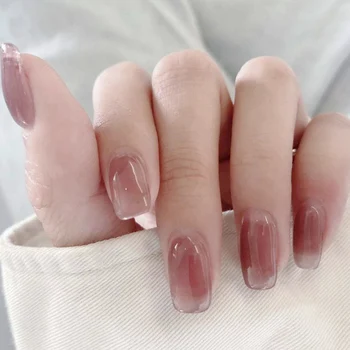 Размазывающие глянцевые розовые ногти с полным покрытием, с безвредными и гладкими краями, для профессионального маникюрного салона