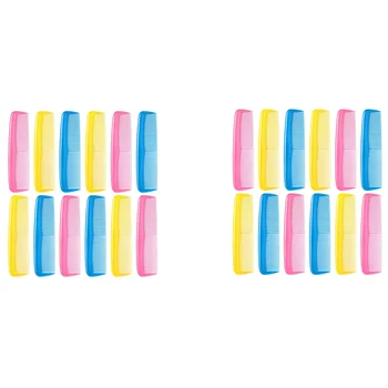 Набор разноцветных гребней для волос из 24 предметов для детей, женщин, мужчин, разноцветная пластиковая расческа для тонкой стрижки (розовая, желтая, синяя)