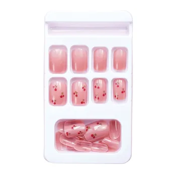 Глянцевый квадратный светло-розовый пресс для ногтей Легкий и легко наклеиваемый накладной ноготь для украшения ногтей своими руками