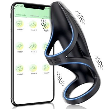 Приложение Bluetooth Вибрирующее кольцо для члена, кольцо для пениса, вибратор, Задерживающий эякуляцию, секс-игрушки для мужчин, пара, Кольцо для пениса, Кольцо для члена, рукав для члена