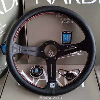 350 мм Универсальное классическое гоночное рулевое колесо ND Кожаное рулевое колесо Deep Corn Nardi для VW TOYOTA HONDA BMW Citroen