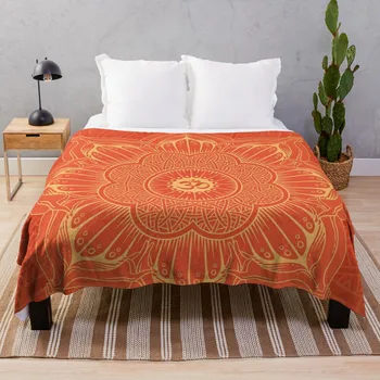 Оранжевая мандала символ Ом, минимальная духовная краска для галстуков, одеяло для йоги, Фланелевое одеяло, Пляжное одеяло для дивана, Тонкое