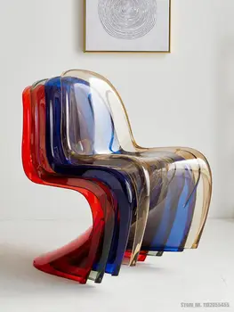Скандинавский акриловый стул простой современный обеденный стул домашняя спинка табурет для макияжа сетчатый красный дизайнерский прозрачный стул pandong