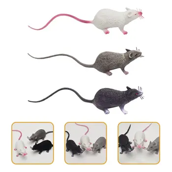 Забавные розыгрыши 6шт Поддельных Крыс, Подарки для новинок, Интерактивные игрушки для домашних животных, Реалистичные игрушки-модели мышей, украшения для Хэллоуина, Игрушки для кошек и мышей