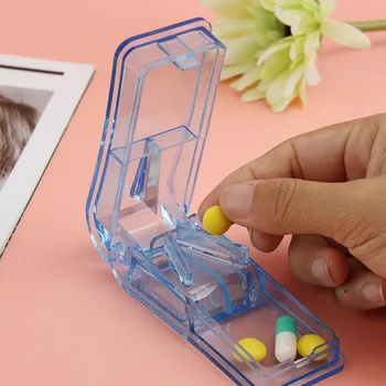 Резак для лекарств, Красочная коробка для раздачи лекарств, Портативный Мини-диспенсер, Прозрачная коробка для лекарств, Встроенный разделитель для таблеток.