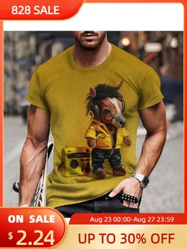 Забавная футболка с Животными Для Мужчин, 3D Принт, Летние Футболки с коротким рукавом, Уличная Мода, Топы, Футболки, Негабаритная Мужская футболка, Одежда