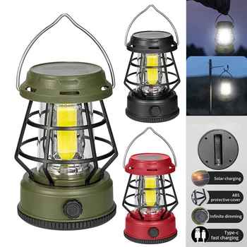 Уличная лампа для кемпинга, Ретро-светильник для палатки, Аккумуляторы / Type-C, Быстрая зарядка, освещение, Декор, Лампа для палатки, Ретро Портативный фонарь