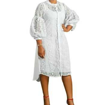 Комплекты из 2 предметов, африканские платья-блузки для женщин, Новая Африканская одежда, Дашики, кружевные платья в стиле Анкара, традиционное платье-халат Bazin