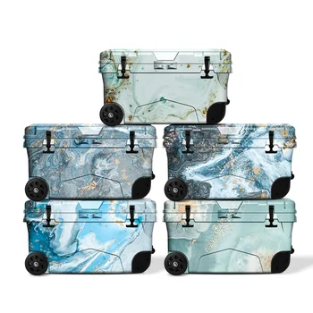 В наличии 50QT Портативный полиэтиленовый камуфляжный охладитель для льда с колесами для кемпинга Рыбалки кемпинга Пляжа