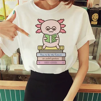 Женская дизайнерская футболка Axolotl в стиле аниме харадзюку, женская графическая одежда