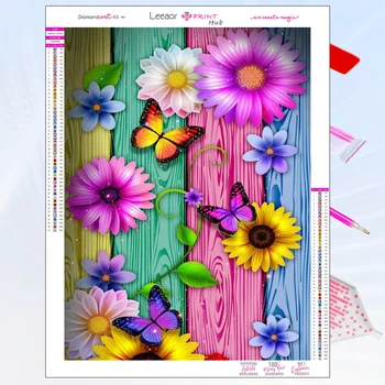 5D Diy Художественная Алмазная живопись Красочные Цветы и бабочки Полный Набор для вышивки крестом Мозаикой из горного хрусталя Подарки для домашнего декора