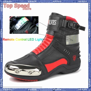 Обувь для езды на мотоцикле, внедорожные гоночные ботинки, Мотоциклетная светодиодная подсветка, пользовательский текстовый экран, мотоциклетная обувь для мужчин и женщин