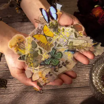Декоративная наклейка серии Flower's Ball в стиле ретро с цветами-бабочками, этикетка для материалов для скрапбукинга, Дневник 