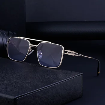 Высококачественный дизайн февраля, винтажные классические очки в металлической оправе UV400 с квадратным градиентом, красочные солнцезащитные очки с двойным мостом
