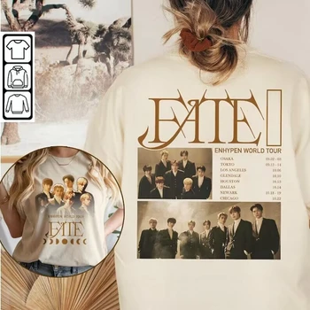 Kpop ENHYPEN FATE, топы с круглым вырезом, футболка Wednesday, забавная повседневная модная футболка с принтом, одежда