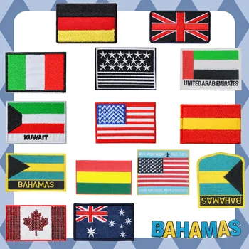 Национальные Флаги, Нашивки с Вышивкой, Железо на Флагах Стран, Значки на Щитах, Багамские Острова, Кувейт, Объединенные Арабские Эмираты, Изготовленные На Заказ Цвета