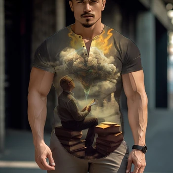 Модная простая мужская футболка, свободная повседневная футболка с 3D-принтом, уличная универсальная футболка, спортивная удобная футболка
