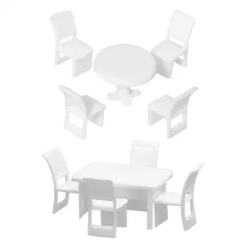 Набор моделей стула и стола 1/50 Миниатюрная домашняя мебель Сцена Миниатюрный стол и стулья для украшения песочного стола Диорамы