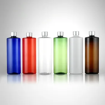 14шт разноцветных косметических ПЭТ-бутылок объемом 500 мл с алюминиевой круглой крышкой, 500 куб. см Круглая пластиковая бутылка для образцов калибра R24