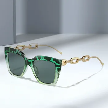 Ins Новые Модные Солнцезащитные очки с кошачьим глазом, Женские Солнцезащитные очки с квадратной цепочкой из сплава, Женские солнцезащитные очки для девочек UV400 Gafas De Sol