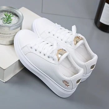Женская повседневная обувь 2023 года, Новые весенние Модные белые дышащие кроссовки на шнуровке с цветочной вышивкой