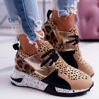 Пятицветная Модная Женская обувь, Женские кроссовки, Дышащая Леопардовая сетка, Женская обувь для бега, Уличная обувь на плоской платформе Zapatos Mujer