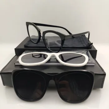 Новые Ацетатные Сменные линзы С магнитным всасыванием Винтажные Ретро Солнцезащитные очки Для женщин Черного цвета, Брендовые Дизайнерские Запасные линзы Woman UV400