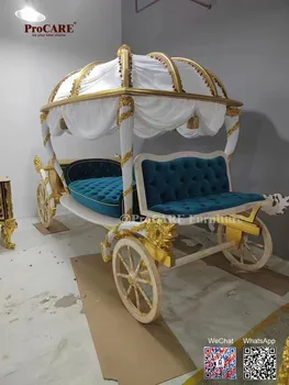 Европейский королевский дворцовый токарный станок с лошадьми из массива дерева ручной работы, двуспальная кровать из золотой фольги, высококачественная детская кровать на заказ