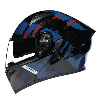Черный Синий Шлем для мотокросса, откидной байкерский шлем, Износостойкий гоночный шлем, дышащий Велосипедный шлем, защита от падения, Мотоциклетный шлем